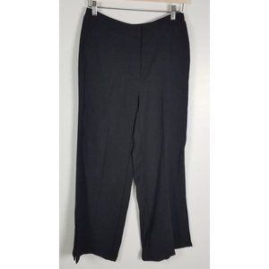 Who What Wear Women's Sz. 2 Black Wide Leg Flat Front Side Slit Dress Pants